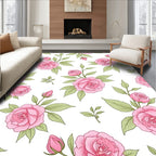Pink Roses Blooming Pattern Rug