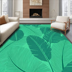 Tropical Leaf Patterned Emerald Design Rug