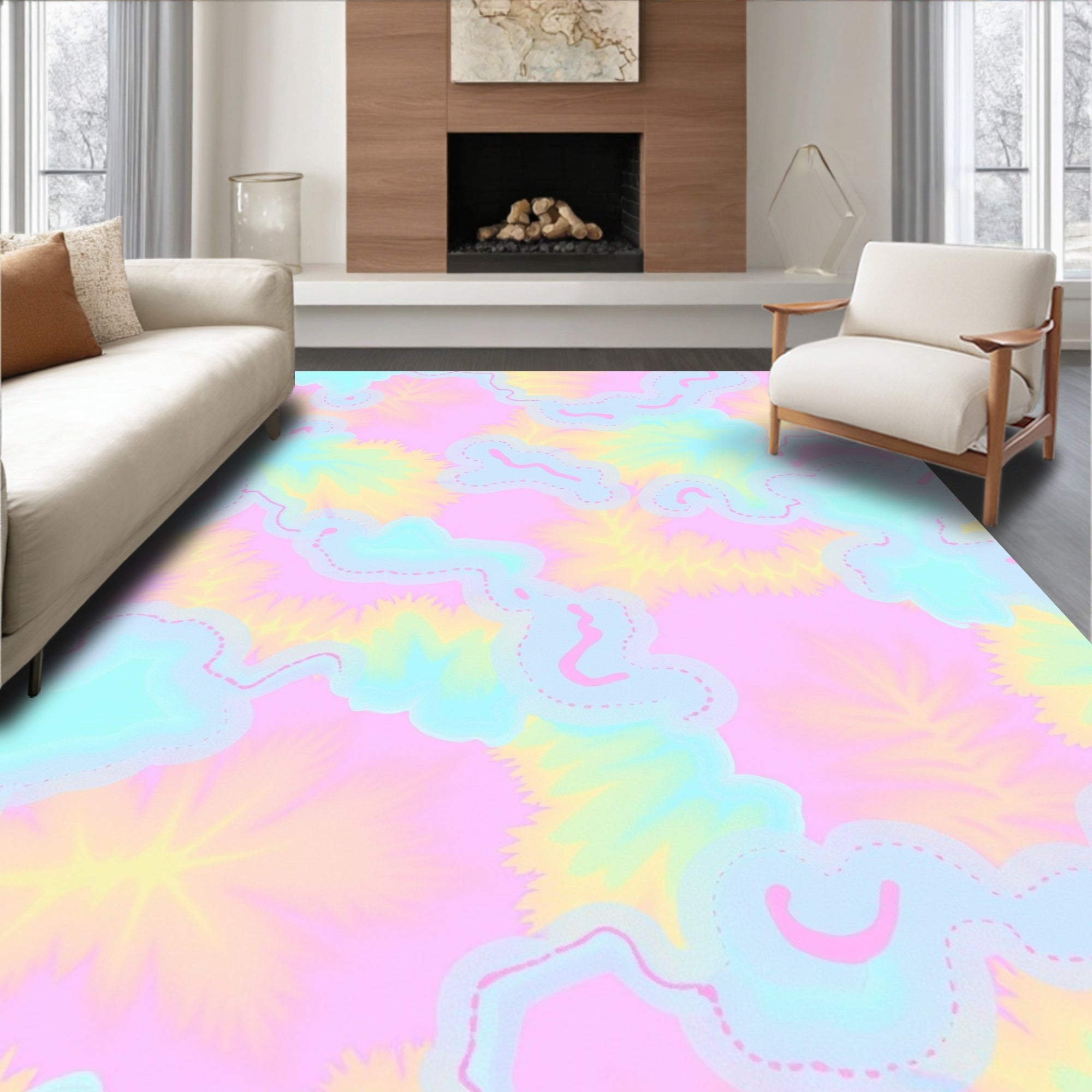 Pastel Cloud Abstract Strokes Rug