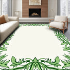 Elegant Green Floral Vines Pattern Rug