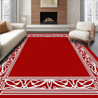 Elegant White Floral Border Design Rug