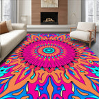 Vibrant Pink Orange Floral Mandala Rug