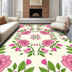Pink Floral Vines Pattern Rug