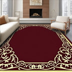 Ornate Floral Scroll Border Design Rug
