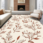 Classic Earthy Botanical Line Art Pattern Rug