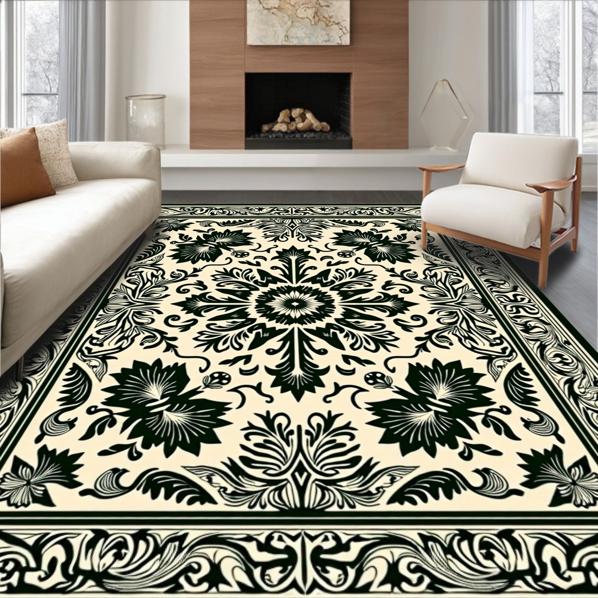 Ornate Floral Mandala Pattern Rug