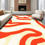 Bold Orange White Abstract Swirls Rug