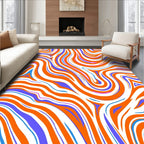 Orange Blue Abstract Swirl Pattern Rug