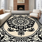 Black Cream Arabesque Ornament Rug