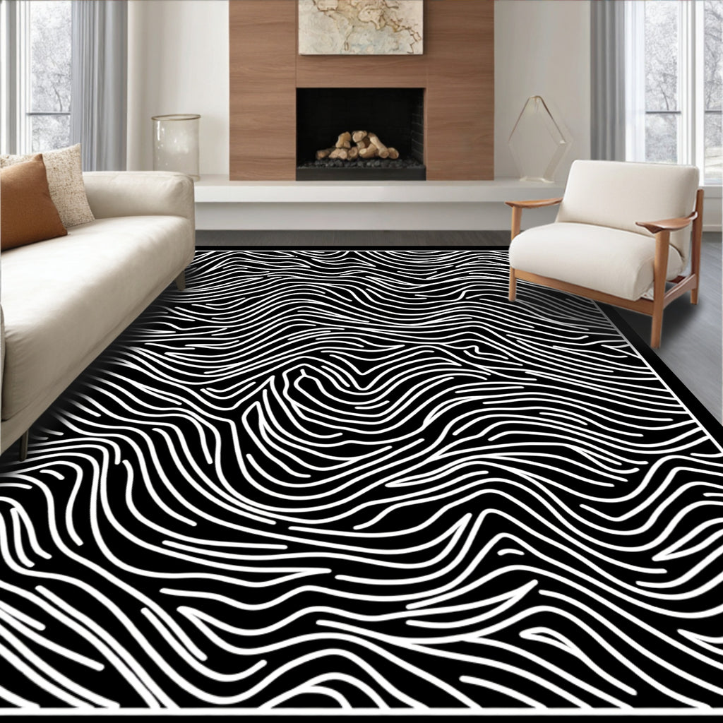 Abstract Wavy Line Pattern Design Rug