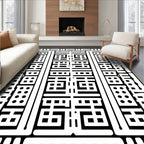 Bold Black White Graphic Pattern Rug
