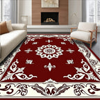 Ornate Floral Red Cream Medallion Rug