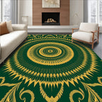 Emerald Gold Radiating Floral Medallion Rug