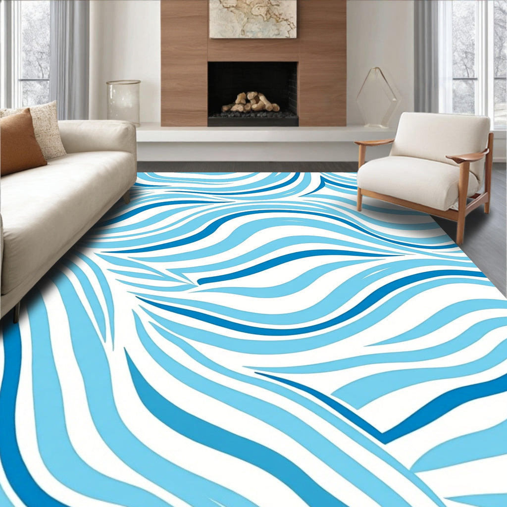Blue Wave Pattern Design Rug