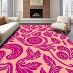 Vibrant Fuchsia Swirl Leaf Pattern Rug