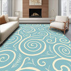 Coastal Swirls And Leaf Pattern Rug