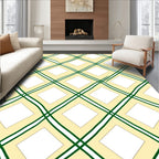 Cream Yellow Green Diamond Lattice Rug
