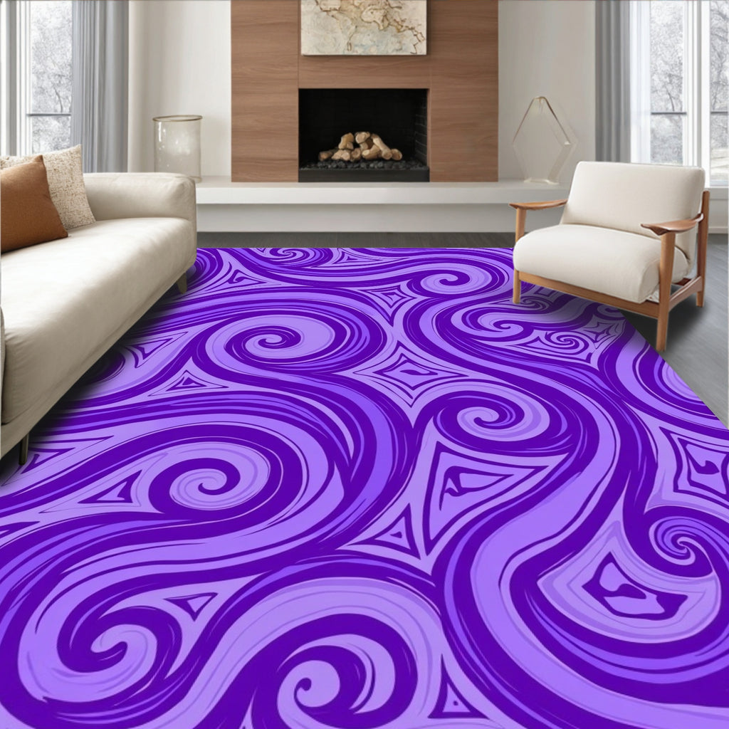 Abstract Swirling Patterns Purple Rug