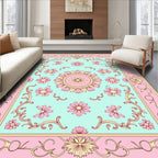 Pink Floral Detailed Pastel Rug