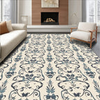 Ornate Scrollwork Indigo Pattern Rug