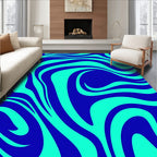 Bold Blue Aqua Swirl Pattern Rug