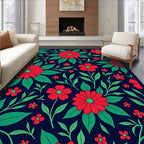 Vibrant Red Floral Patterned Rug