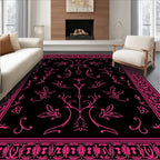 Bold Hot Pink Floral Frame Design Rug