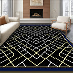 Black Geometric Lattice Line Art Rug