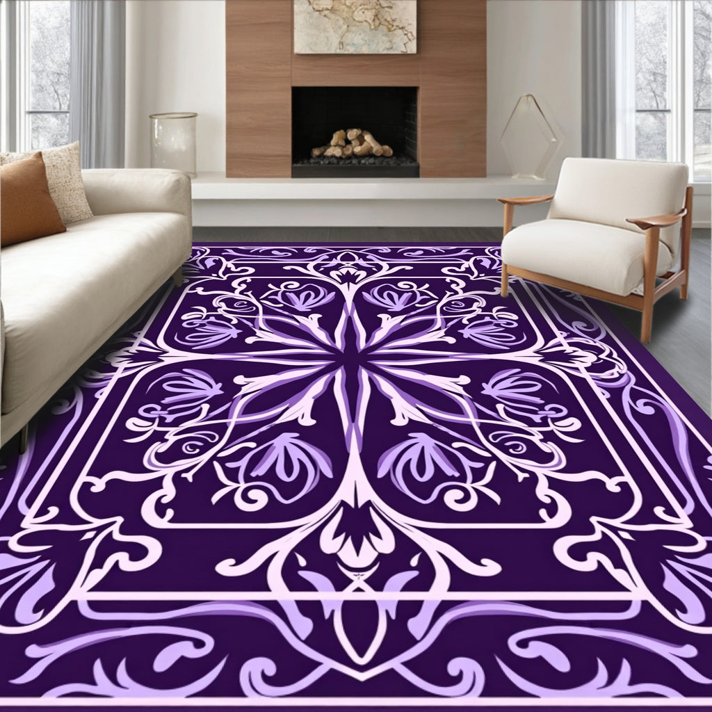 Ornate Floral Symmetry Design Rug