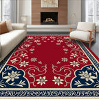 Floral Elegance Red Cream Navy Rug