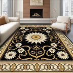 Ornate Floral Black Gold Rug