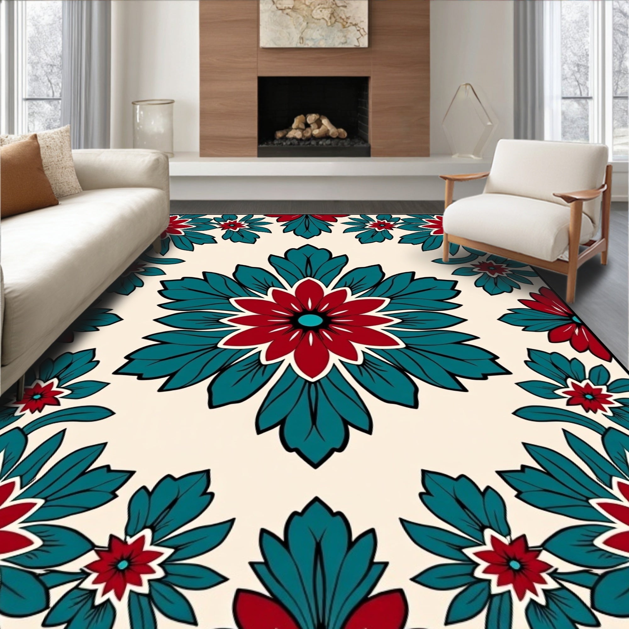 Rich Floral Pattern Design Rug