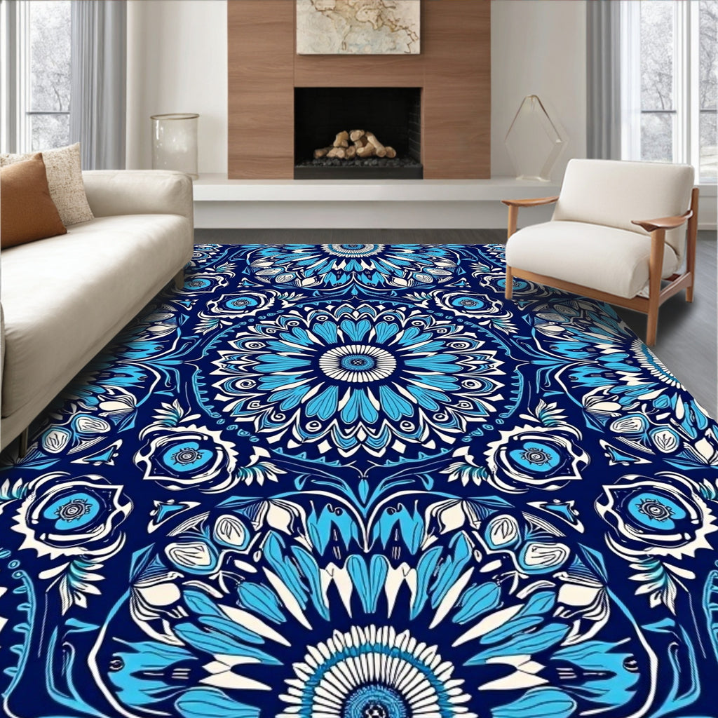 Intricate Floral Mandala Pattern Design Rug