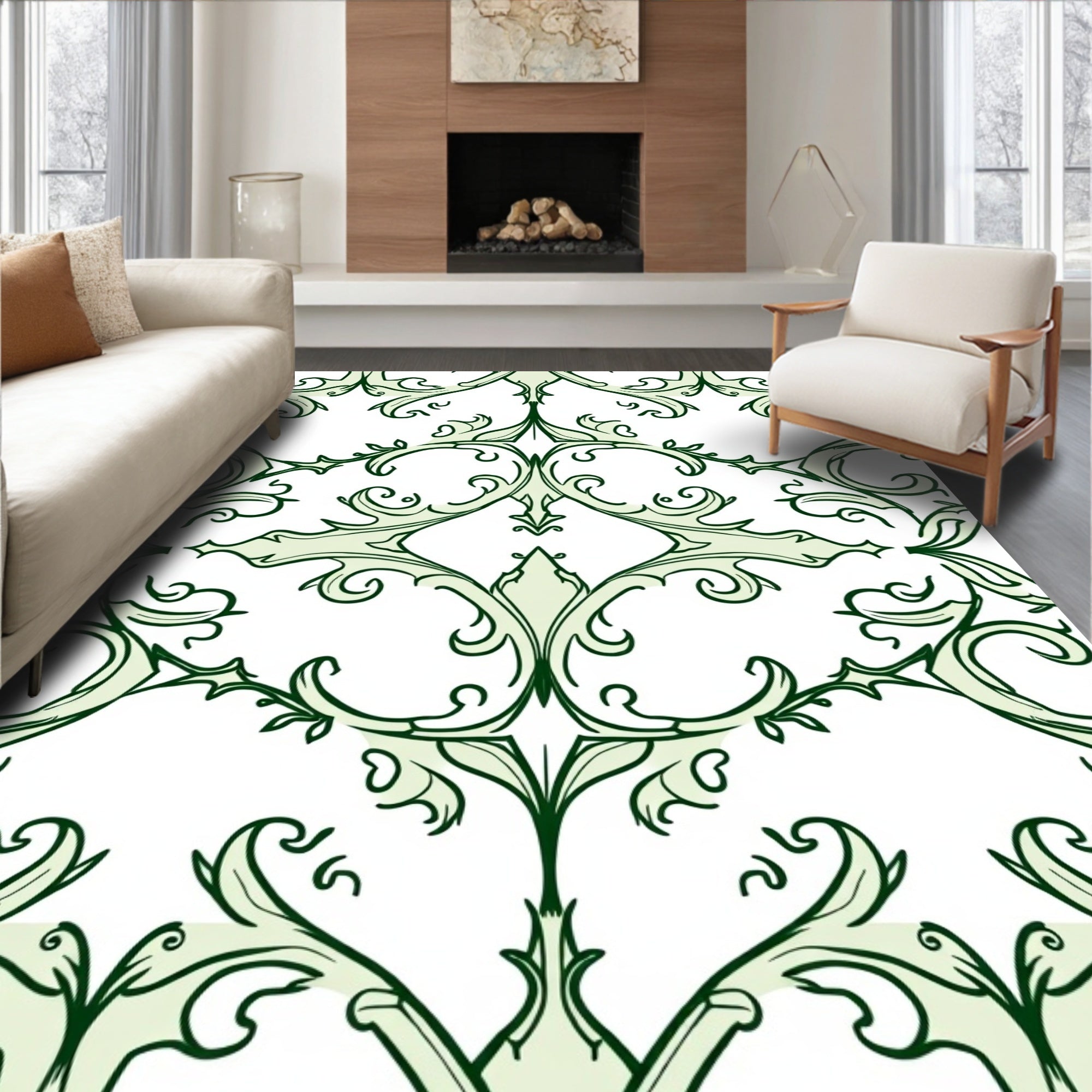 Ornate Scrollwork Pattern Design Rug