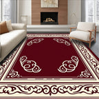 Classic Burgundy Cream Ornamental Design Rug