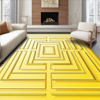 Golden Labyrinth Geometric Pattern Rug