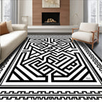 Bold Geometric Maze Pattern Rug