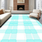 Light Blue Checkered Seamless Pattern Rug