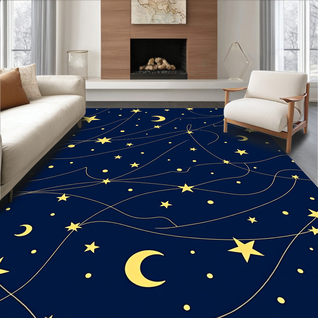 Night Sky Celestial Star Pattern Rug