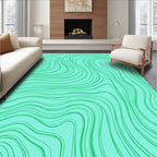 Aqua Green Swirling Abstract Lines Rug