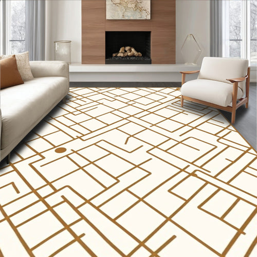 Abstract Labyrinth Geometric Pattern Rug