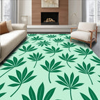 Green Leaf Pattern Print Rug