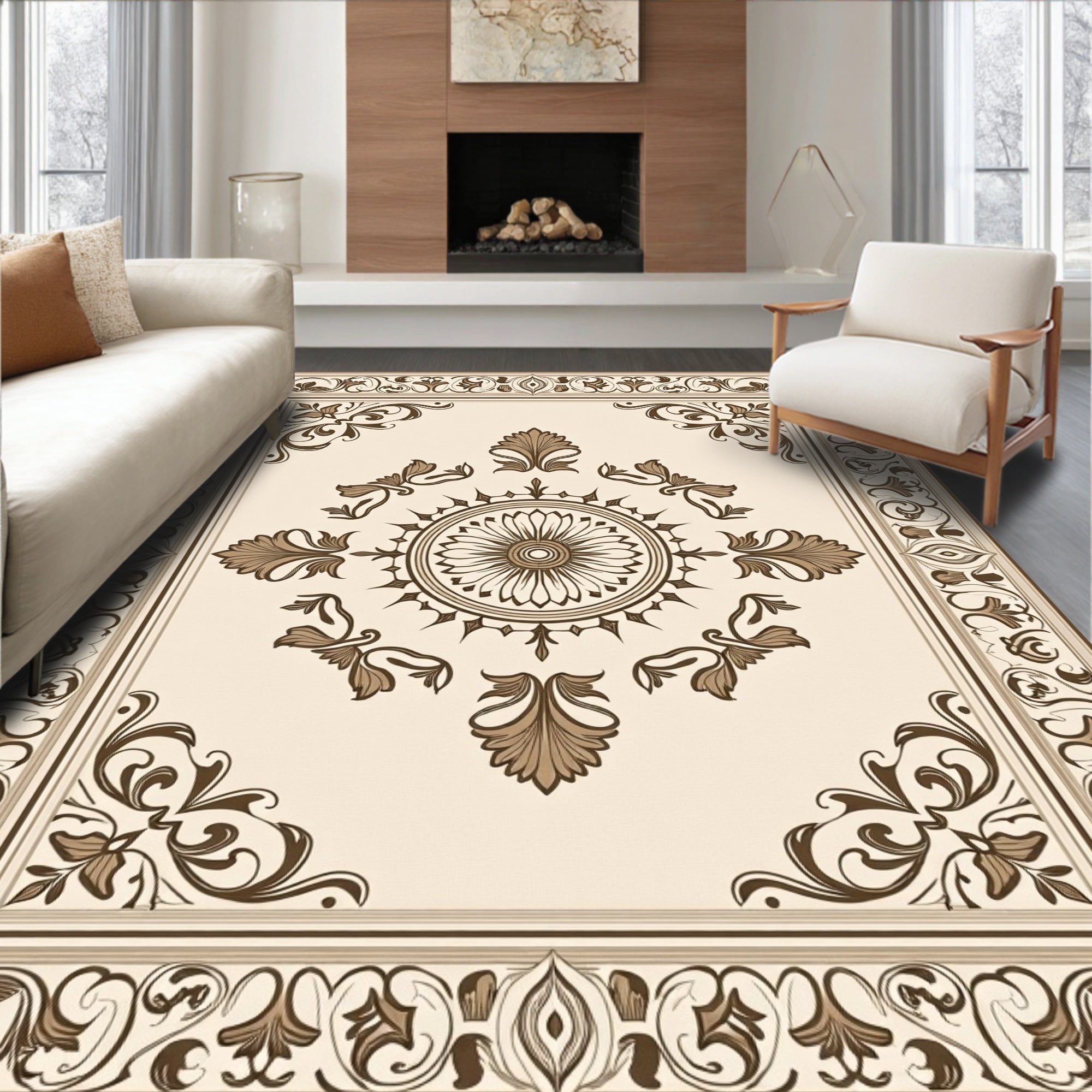 Classic Floral Medallion Border Rug
