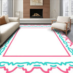 Pink And Teal Scrolling Frame Pattern Rug