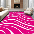 Bold Pink White Wave Pattern Rug