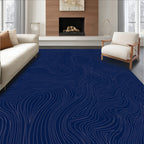 Navy Blue Swirling Topographic Lines Rug