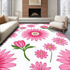 Vibrant Pink Daisy Pattern Rug