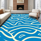 Oceanic Blue Swirl Abstract Rug