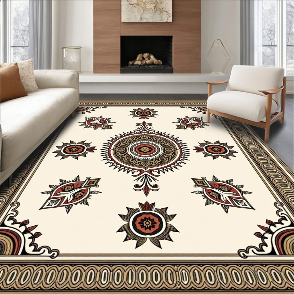 Ornate Mandala Floral Motif Rug Design Rug