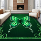Emerald Green Butterfly Wing Illustration Rug